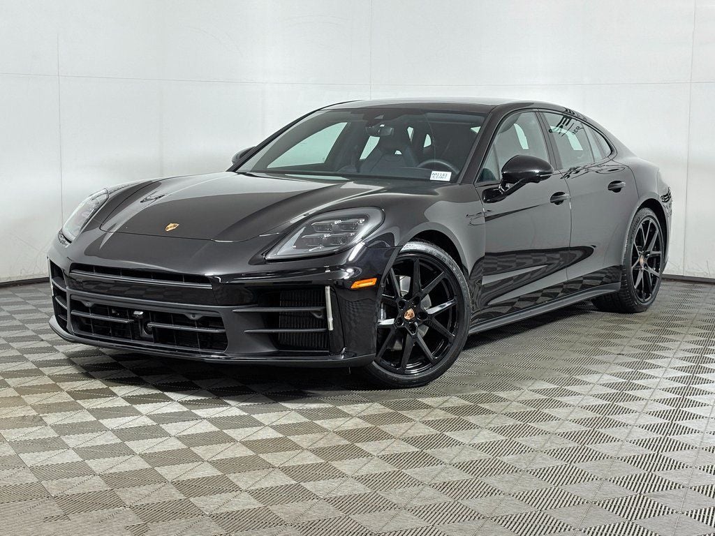2026 Porsche Panamera 4 in Jet Black Metallic — front three-quarter view