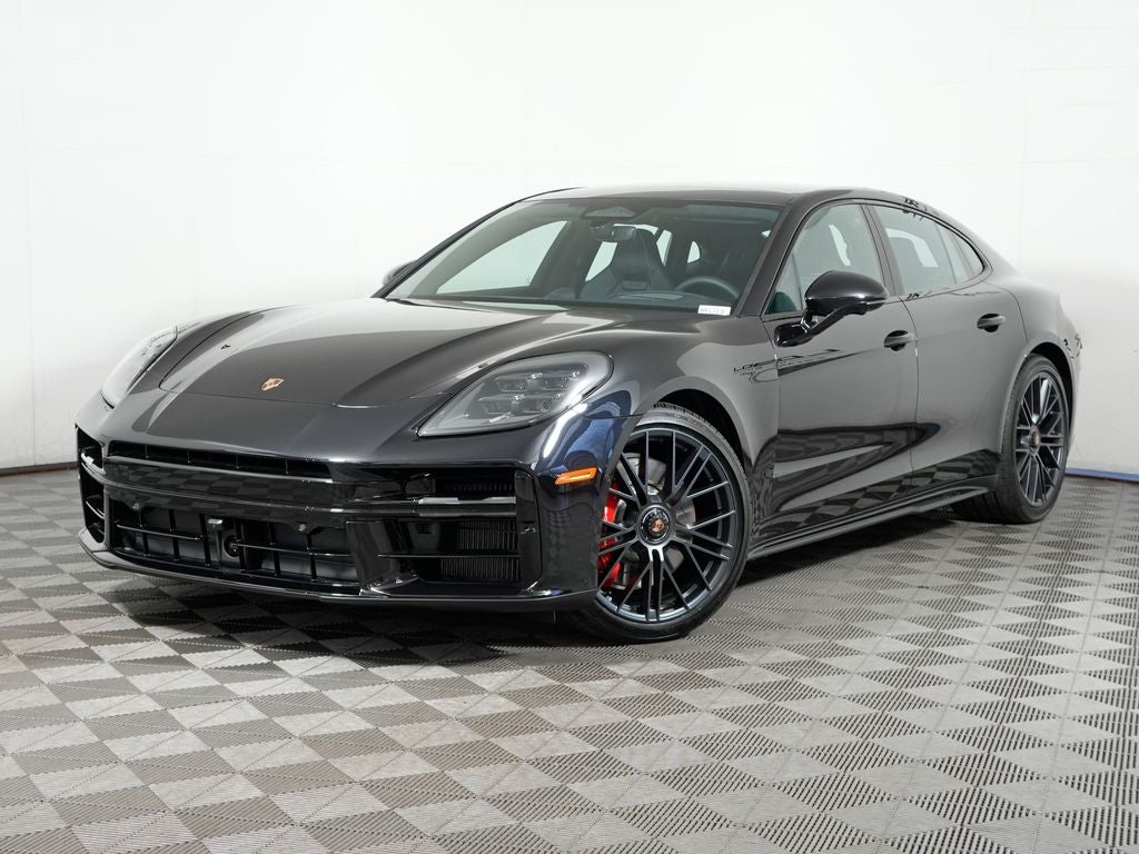 2026 Porsche Panamera GTS in Jet Black Metallic — front three-quarter view