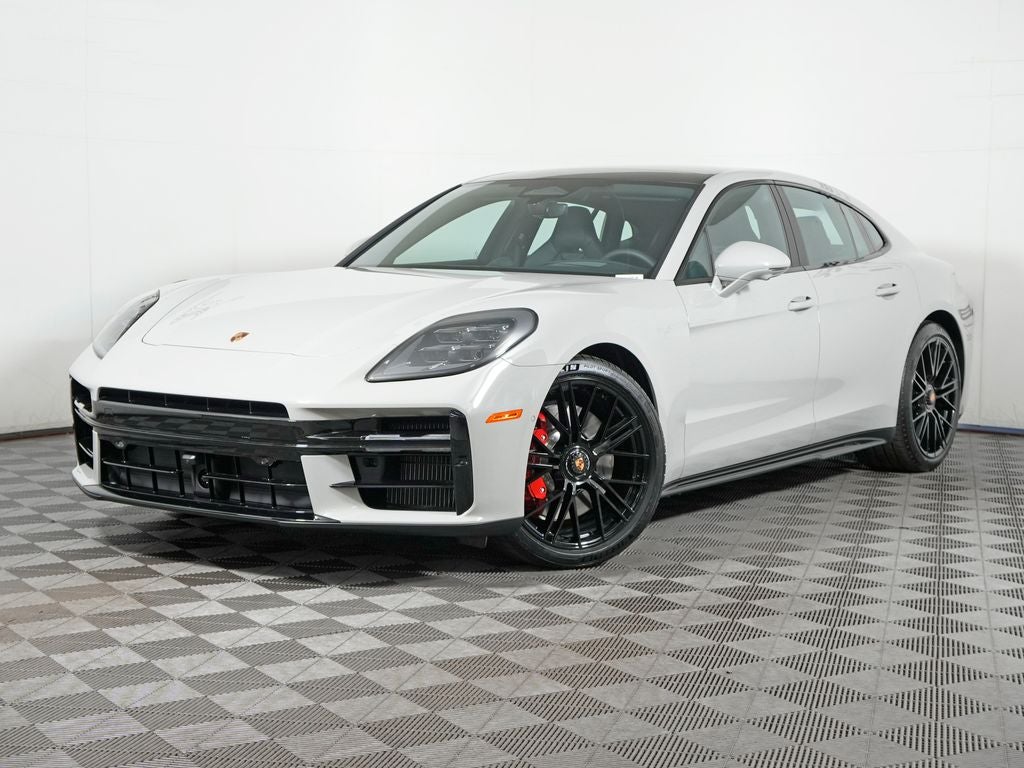 2026 Porsche Panamera GTS in Chalk — front three-quarter view