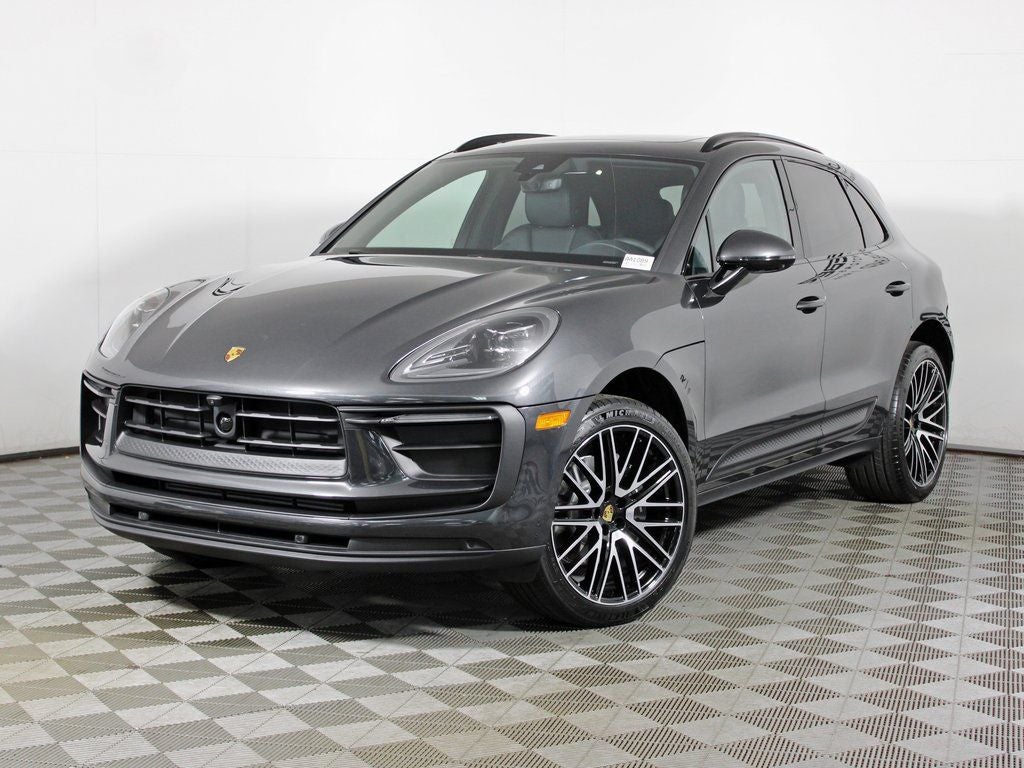 2026 Porsche Macan Base in Volcano Grey Metallic — front three-quarter view
