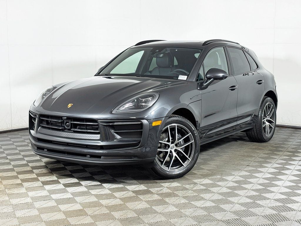 2026 Porsche Macan Base in Volcano Grey Metallic — front three-quarter view