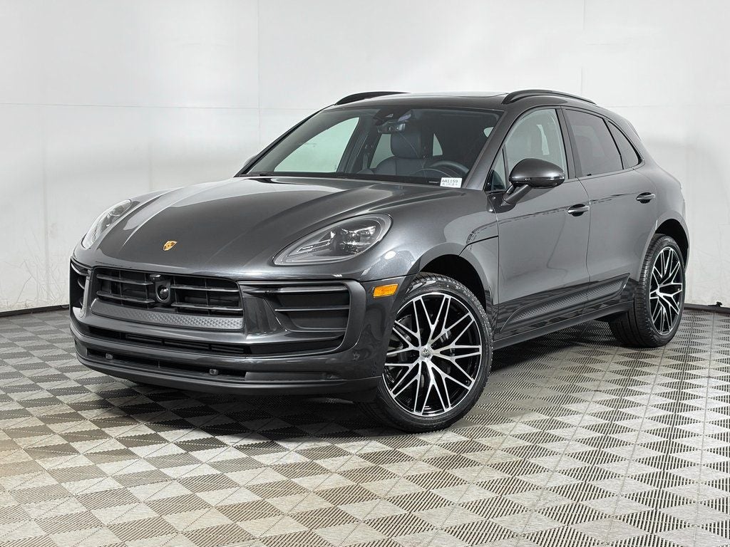 2026 Porsche Macan Base in Volcano Grey Metallic — front three-quarter view