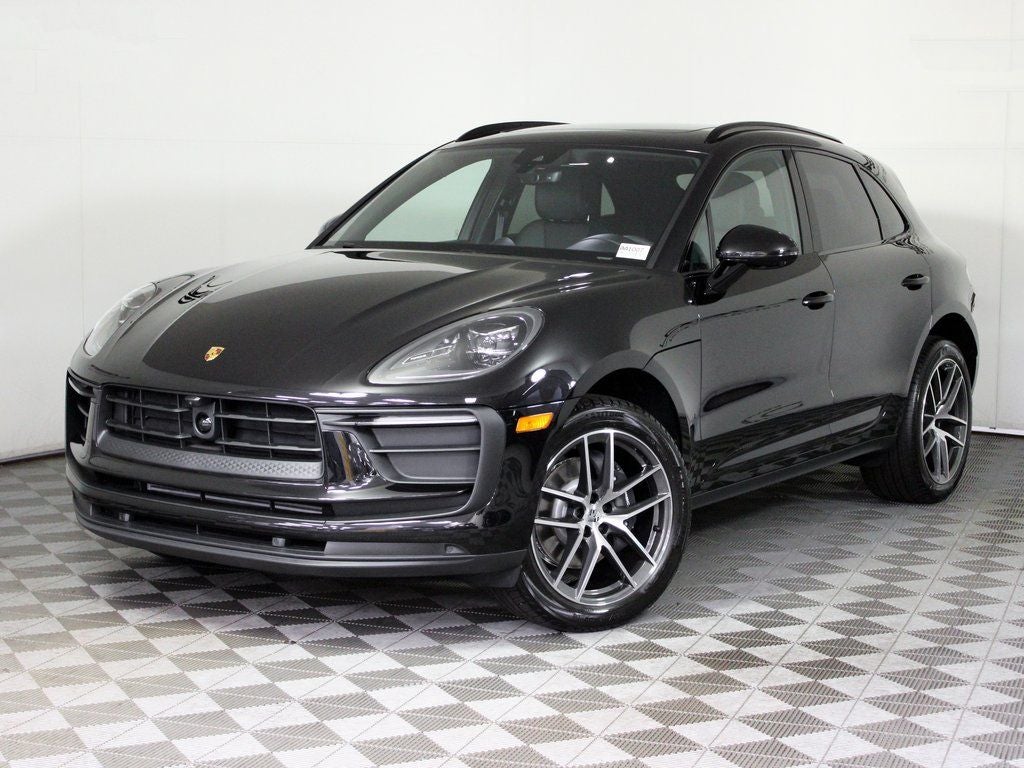 2026 Porsche Macan Base in Jet Black Metallic — front three-quarter view