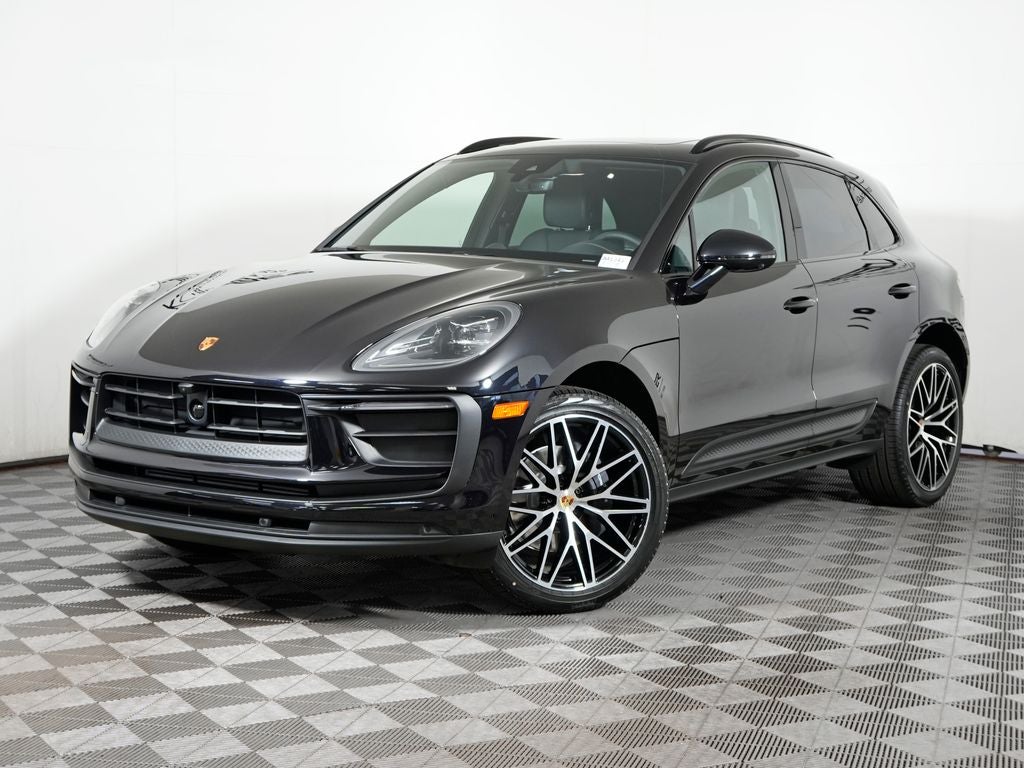 2026 Porsche Macan Base in Jet Black Metallic — front three-quarter view