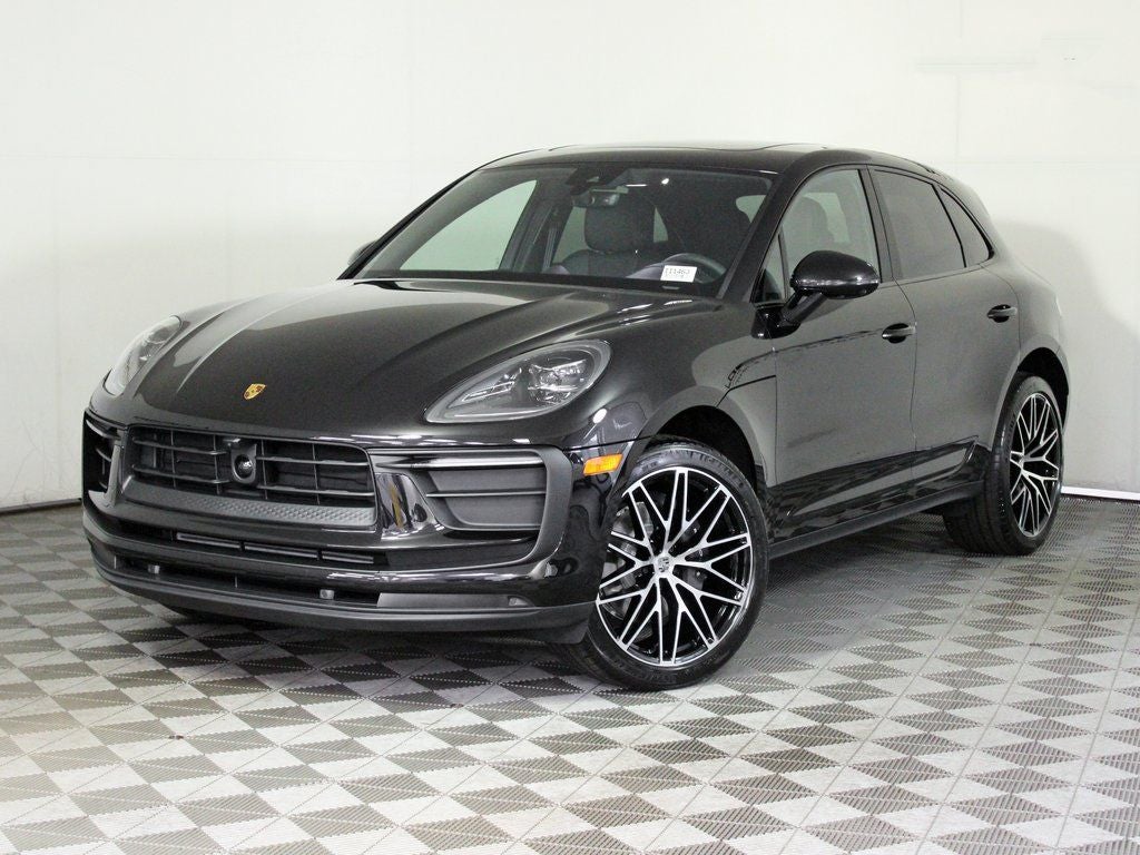 2025 Porsche Macan Base in Jet Black Metallic — front three-quarter view