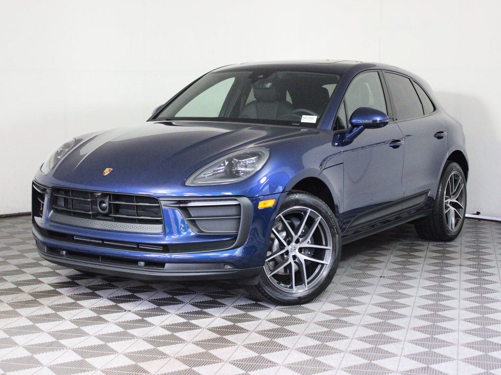 2026 Porsche Macan Base in Gentian Blue Metallic — front three-quarter view