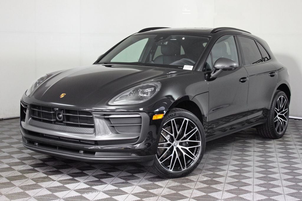 2025 Porsche Macan Base in Jet Black Metallic — front three-quarter view