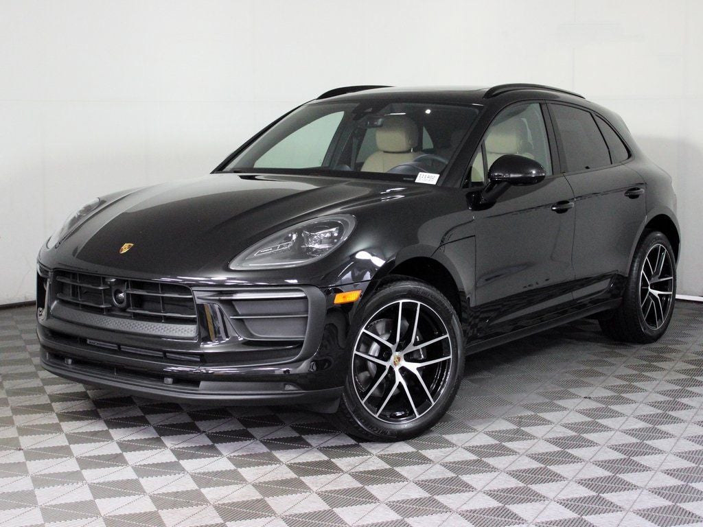 2025 Porsche Macan Base in Jet Black Metallic — front three-quarter view