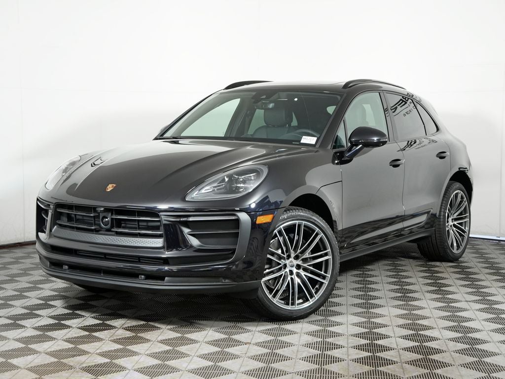 2026 Porsche Macan Base in Jet Black Metallic — front three-quarter view