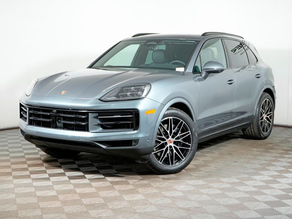 2026 Porsche Cayenne Base in Vanadium Grey Metallic — front three-quarter view