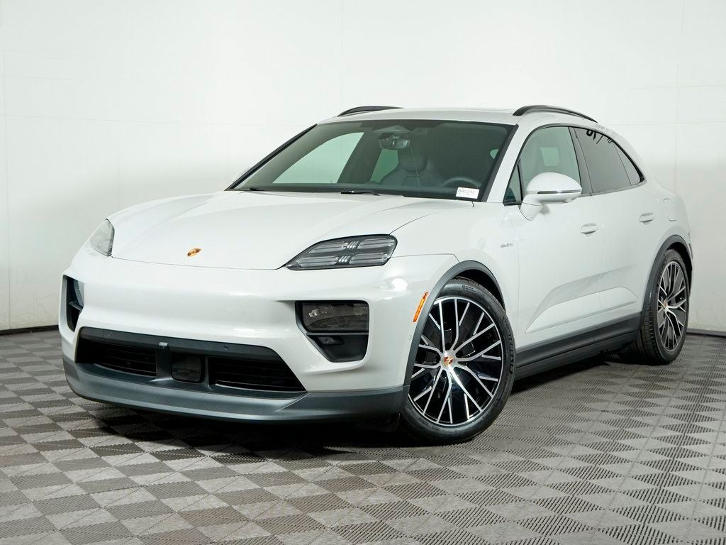 2026 Porsche Macan Electric 4 in Chalk — front three-quarter view