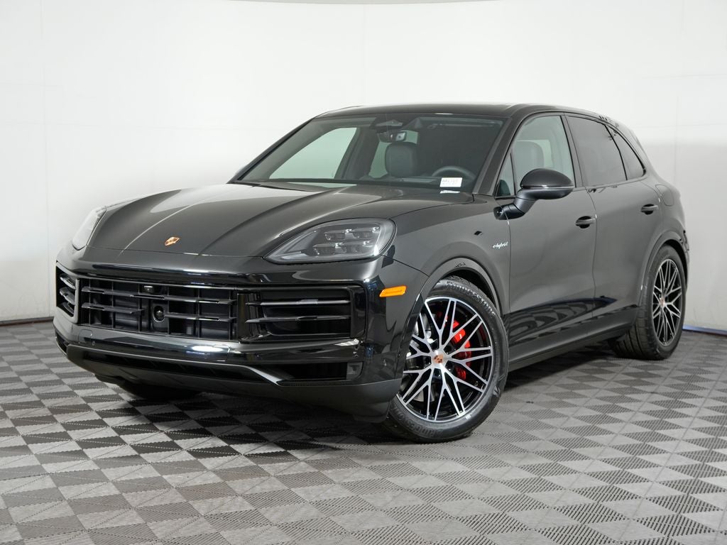 2026 Porsche Cayenne S E-Hybrid in Chromite Black Metallic — front three-quarter view