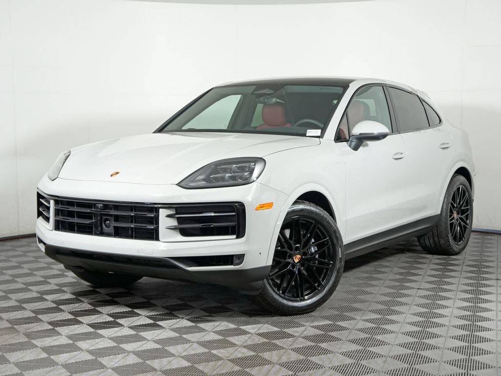 2026 Porsche Cayenne Coupe in Chalk — front three-quarter view