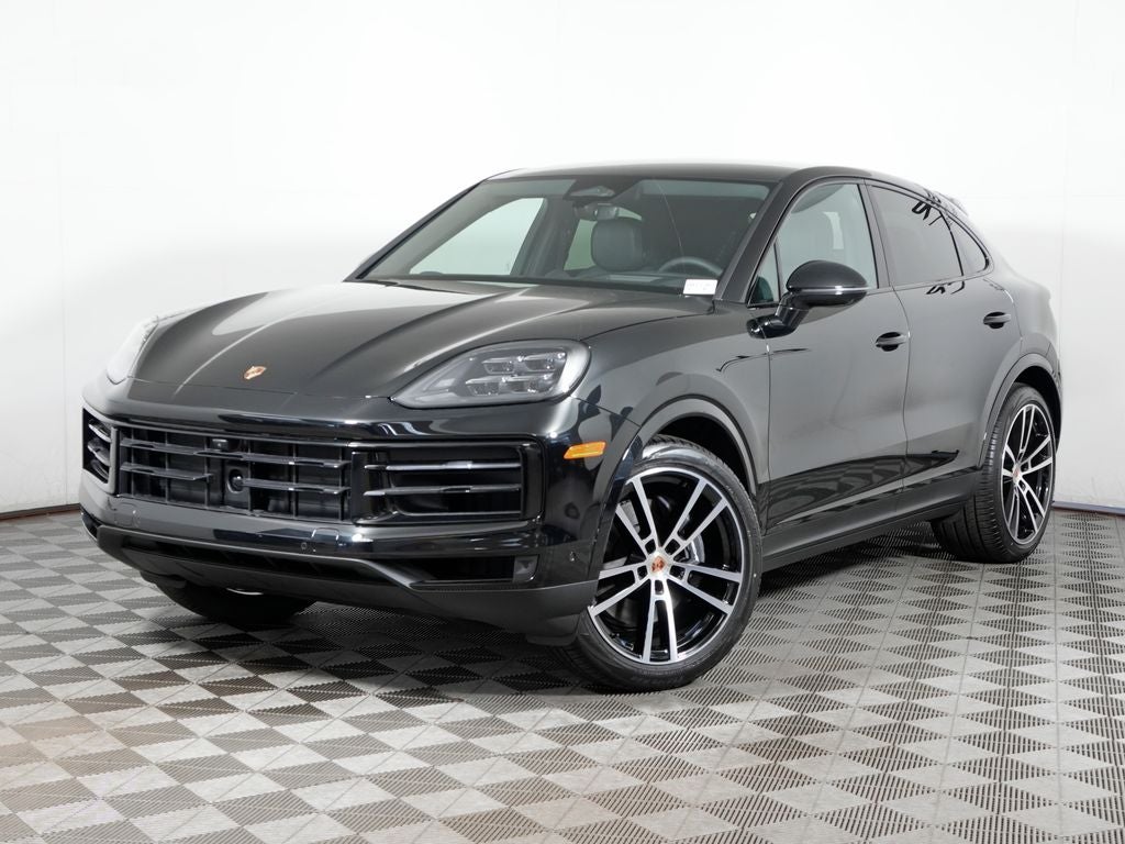 2026 Porsche Cayenne Coupe in Chromite Black Metallic — front three-quarter view
