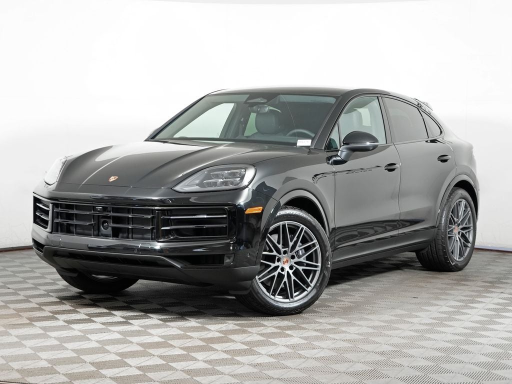 2026 Porsche Cayenne Coupe in Chromite Black Metallic — front three-quarter view