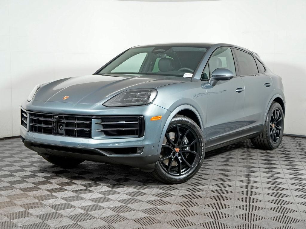 2026 Porsche Cayenne Coupe in Vanadium Grey Metallic — front three-quarter view