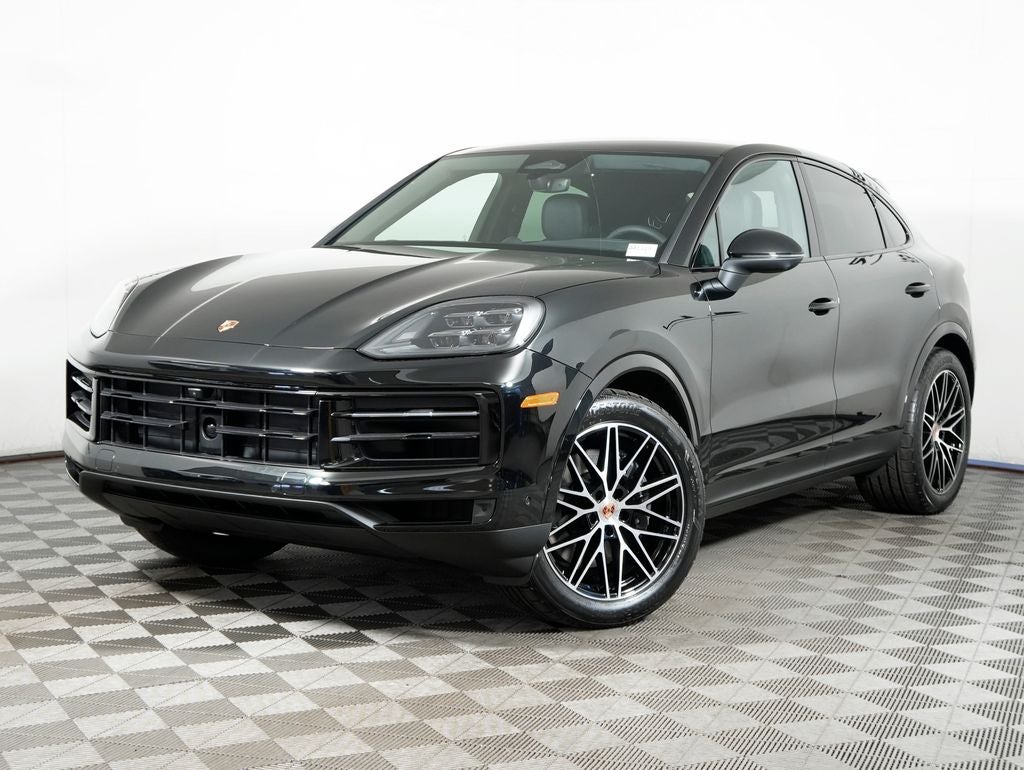 2026 Porsche Cayenne Coupe in Chromite Black Metallic — front three-quarter view