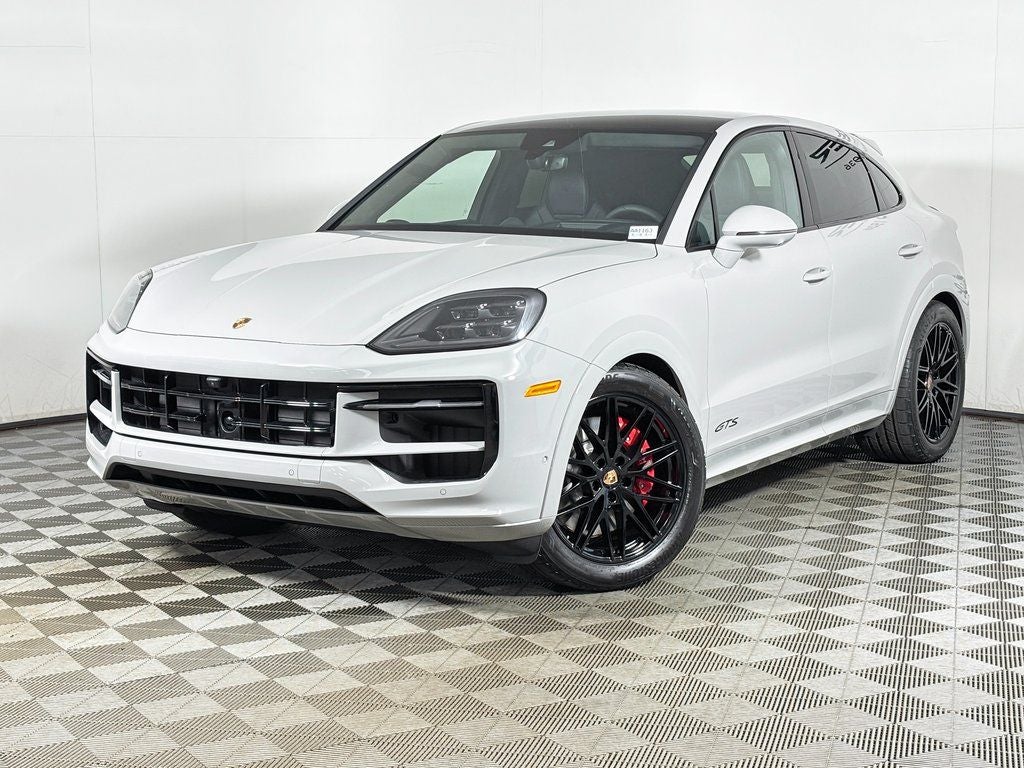 2026 Porsche Cayenne GTS Coupe in Chalk — front three-quarter view